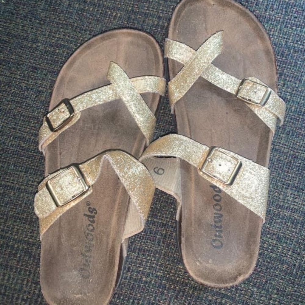 Gold Glitter Sandals size 6